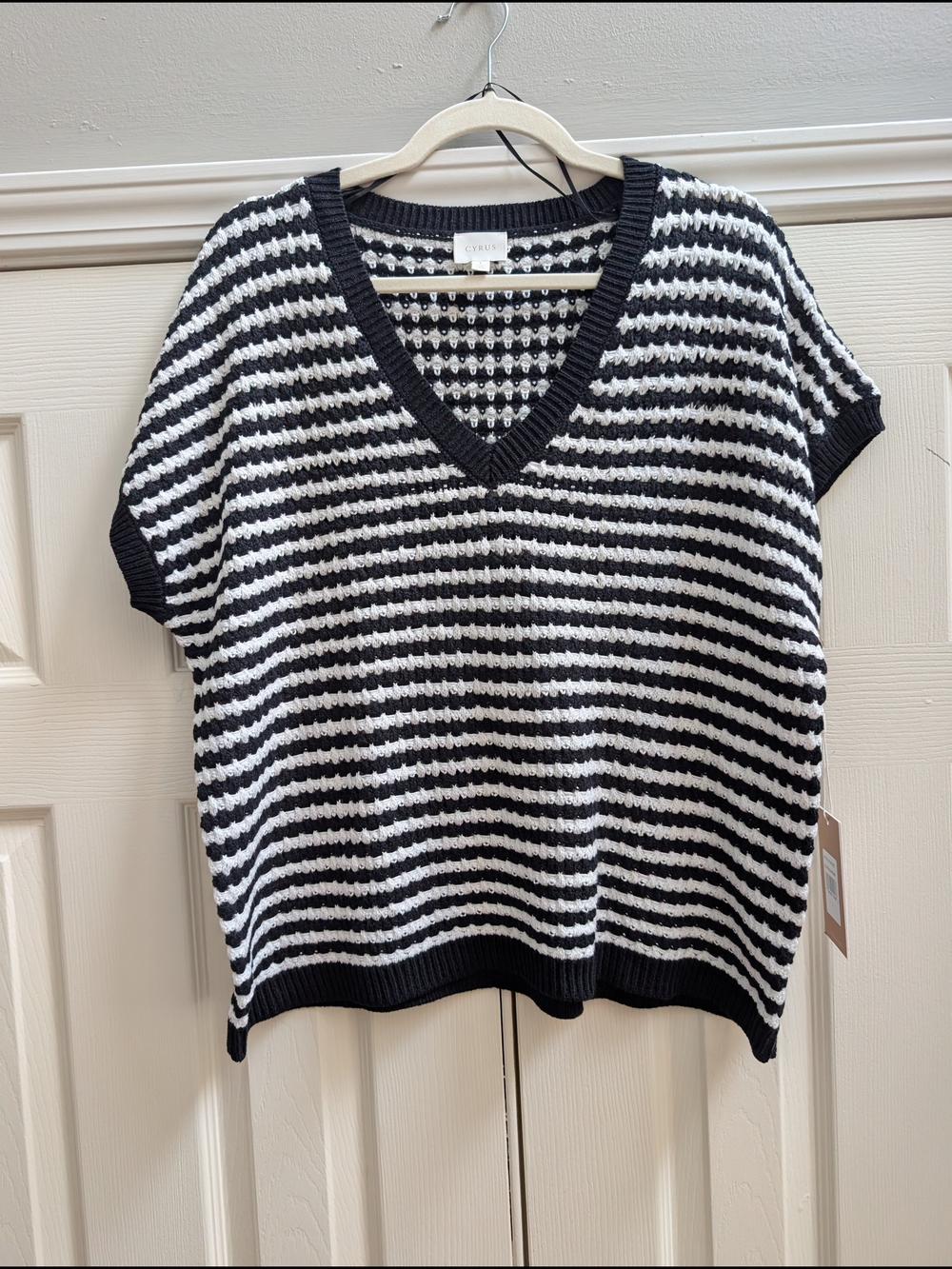 Cyrus Black & White Striped Knit Sweater Top NWT